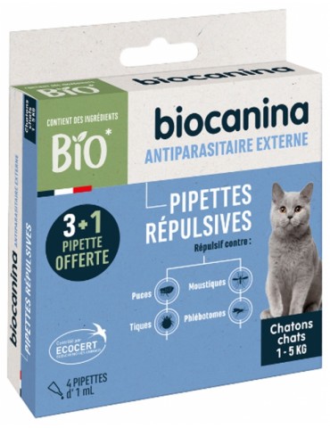 Nouvelle boite de pipettes Répulsives biocanina pour chat