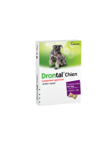 Boîte de Drontal Vetoquinol Chien Vermifuge Polyvalent 2 comprimés
