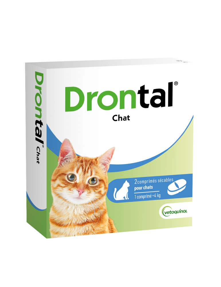 Boîte de 2 comprimés de drontal chat