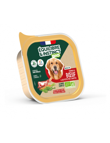 Barquette de terrine bio équilibre & instinct au boeuf pour chien