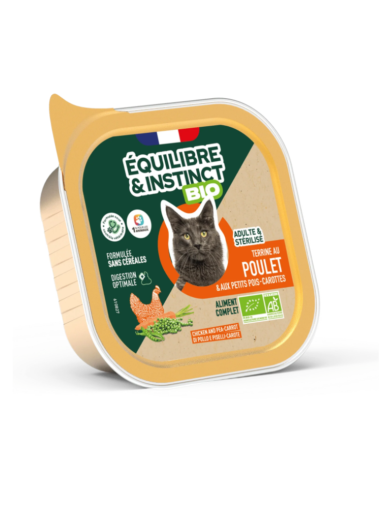 Barquette de terrine bio équilibre & instinct au poulet pour chat Barquette de terrine bio équilibre & instinct au poulet pour chat