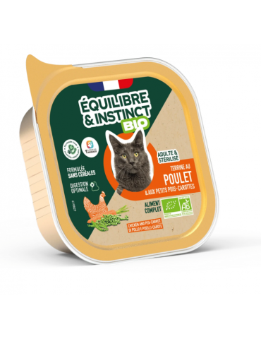 Barquette de terrine bio équilibre & instinct au poulet pour chat