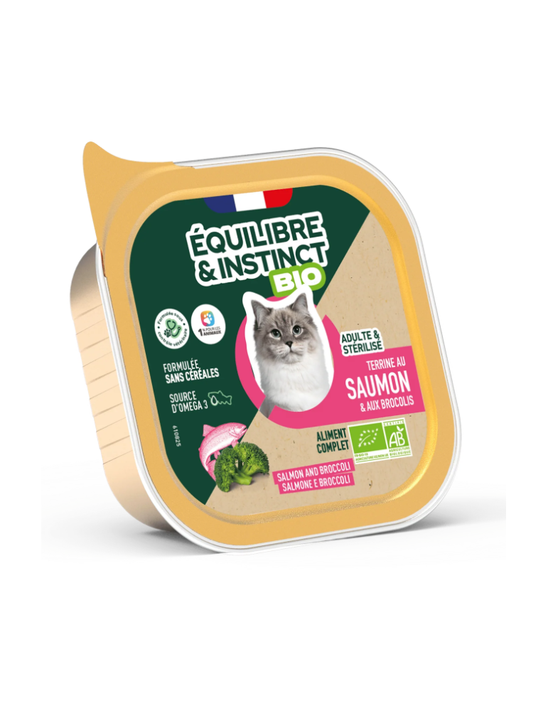 Barquette de terrine bio équilibre & instinct au saumon pour chat Barquette de terrine bio équilibre & instinct au saumon pour chat