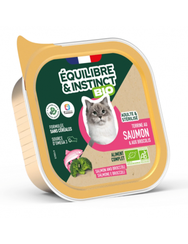 Barquette de terrine bio équilibre & instinct au saumon pour chat