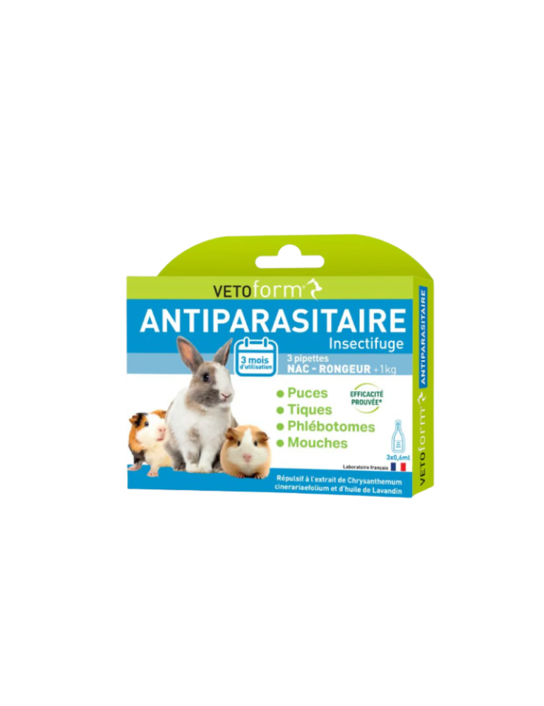 Boîte de pipette antiparasitaire pour rongeur vetoform Boîte de pipette antiparasitaire pour rongeur vetoform