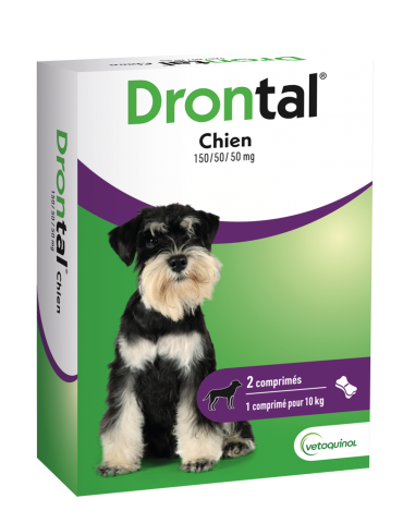 Boîte de Drontal Vetoquinol Chien Vermifuge Polyvalent 2 comprimés