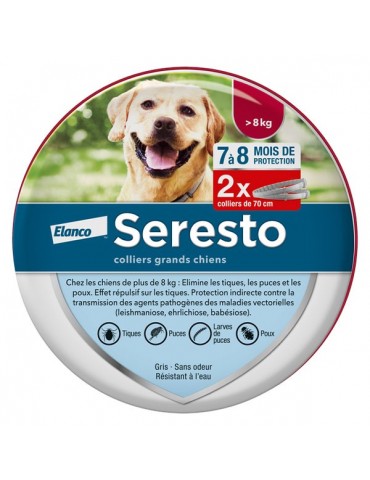Lot de 2 Colliers Seresto Grand Chien Elanco (nouveau modèle)