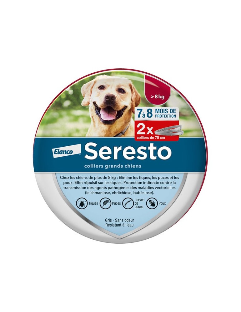 Lot de 2 Colliers Seresto Grand Chien Elanco (nouveau modèle)