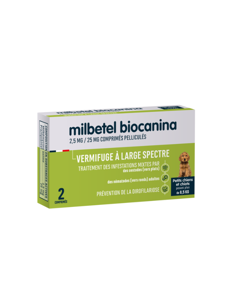 Boîte de milbetel biocanina pour petit chien et chiot