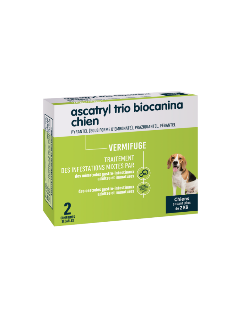 Boîte de ascatryl trio petit chien par 2 comprimés