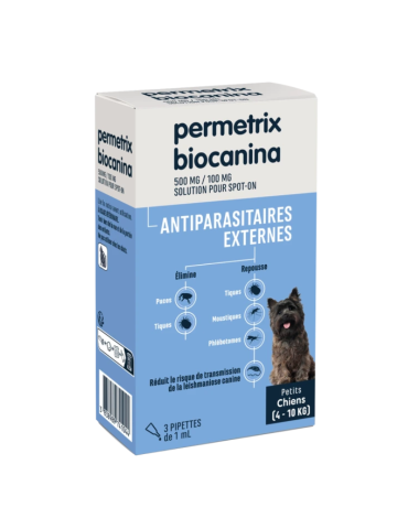 Boîte de 3 pipettes Permetrix Antiparasitaire Externe pour petit Chien biocanina