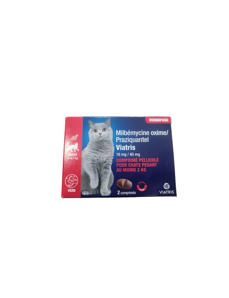 Boîte de Milbémycine Oxime Praziquantel 16 mg / 40 mg Chats viatris