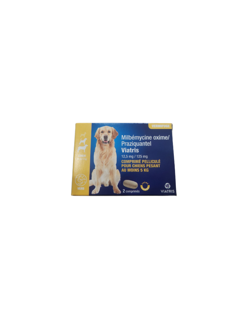 Boîte de Milbémycine Oxime Praziquantel 12,5 mg / 125 mg Chiens viatris