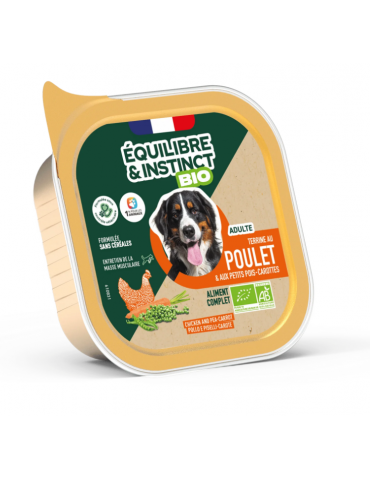 Barquette de terrine bio équilibre & instinct au poulet pour chien