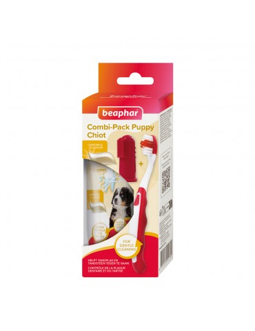 pack dentifrice + brosse à dent pour chiot
